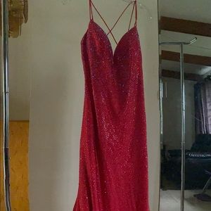 Red heavy beaded Sherri hill gown. Size 12